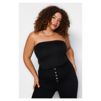 Trendyol Curve Black Strapless Knitted Blouse