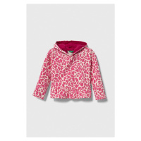 Dětská mikina United Colors of Benetton růžová barva, s kapucí, vzorovaná