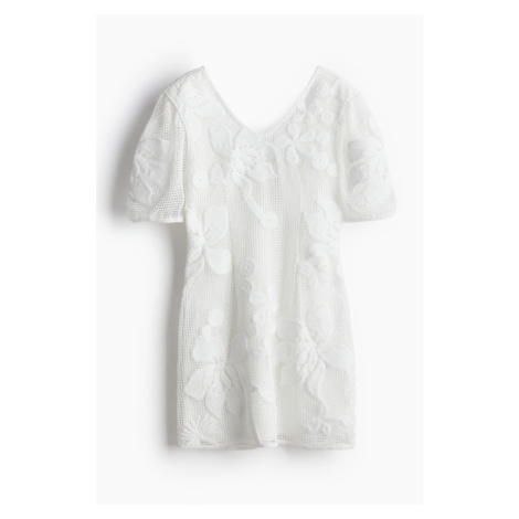 H & M - Mini šaty ze'síťoviny - bílá H&M
