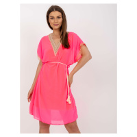 Fluo růžové vzdušné šaty jedné velikosti s podšívkou