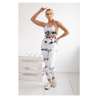 Dámský fitness set top + push up legíny - bílá