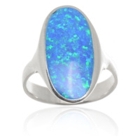 Dámský stříbrný prsten s modrým opálem STRP0404F + dárek zdarma