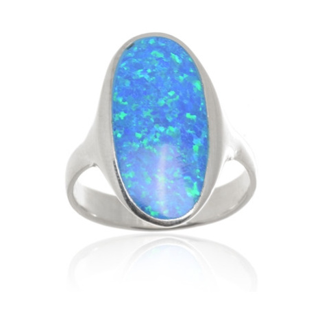 Dámský stříbrný prsten s modrým opálem STRP0404F + dárek zdarma Ego Fashion