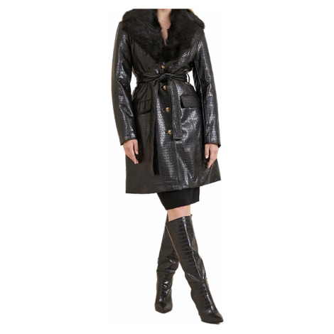 Černý kožený kabát - MARCIANO GUESS