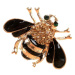 Camerazar Elegantní Zlatá Brož ve tvaru Včelky zdobená Zirkony, Bižuterní slitina, 3 cm x 2.5 cm