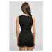 Ladies Rib Knit Asymmetric Top - black