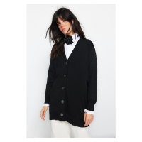 Trendyol Black Fabric on the sleeves Pleat Detail Knitwear Cardigan