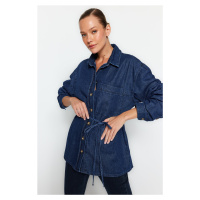 Trendyol Dark Blue Belt Denim Shirt