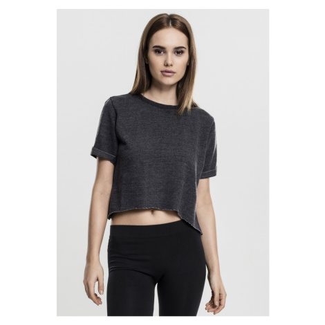 Dámské tričko do pásu // Urban classics Ladies Cropped Burnout Short Sleeve Crew darkgrey