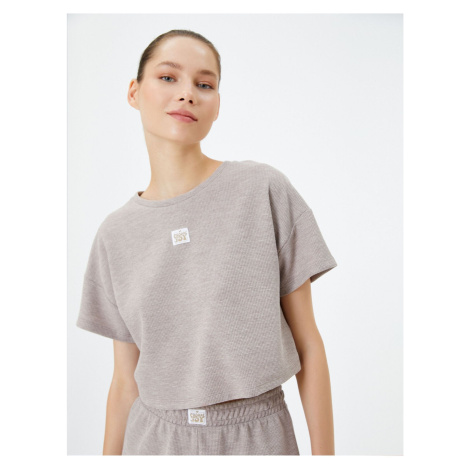 Koton Crop Pajamas Top Textured Short Sleeve Crew Neck