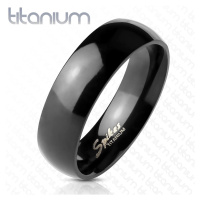 Černý prsten z titanu - hladký s vysokým leskem, 6 mm