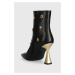 Kožené kotníkové boty Karl Lagerfeld DEBUT dámské, černá barva, na podpatku, KL32059F