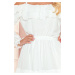 Biele krátké šifonové šaty s odhalenými rameny