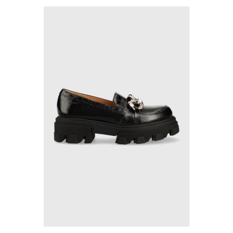 Kožené mokasíny Charles Footwear Mey dámské, černá barva, na platformě, Mey.Loafer