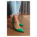 NİŞANTAŞI SHOES Brenda Green Matte Pointed Toe Women's Stilettos