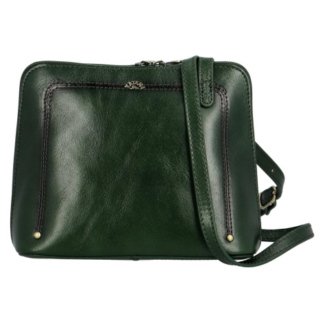 Luxusní dámská kožená crossbody Katana Rebora, tmavě zelená