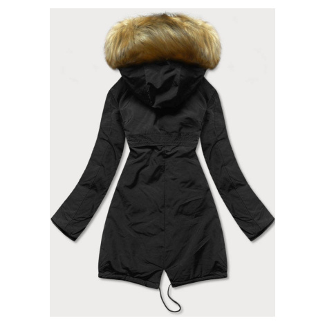 Černo-karamelová oboustranná dámská zimní bunda (M-136)