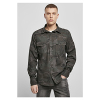 Košile Urban Classics Slim Worker Shirt - olive camo