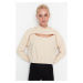 Trendyol Beige Window/Cut Out Detail Fleece Inside Sports Sweatshirt
