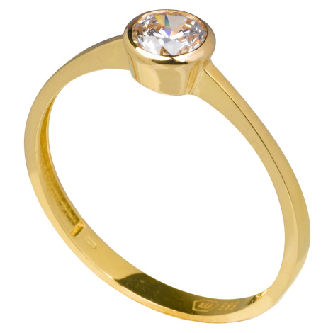 Dámský prsten ze 14kt žlutého Zlata se Zirkonem. Planet Shop