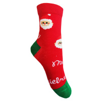 Dětské vánoční ponožky Aura.Via - SG9102, červená/ zelená pata Barva: Červená