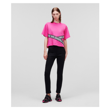 Tričko karl lagerfeld logo tape t-shirt růžová