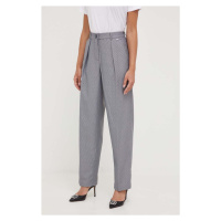Kalhoty Armani Exchange dámské, šedá barva, široké, high waist