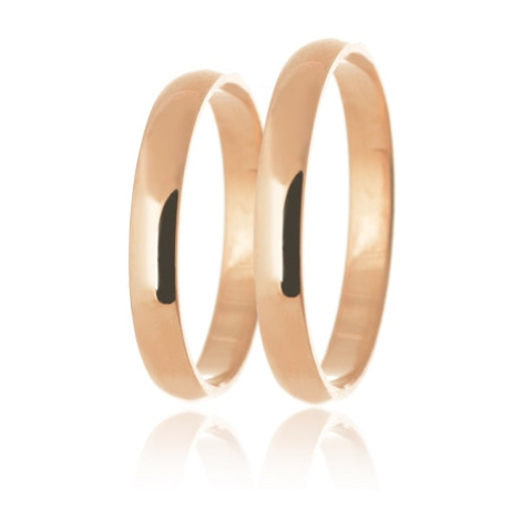 Snubní prsteny z růžového zlata půlkulaté hladké SNUB0139B + DÁREK ZDARMA