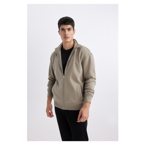 DEFACTO Comfort Regular Fit Casual Fit Stand Collar Zippered Sweatshirt