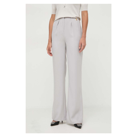 Kalhoty Elisabetta Franchi dámské, šedá barva, široké, high waist, PA02241E2