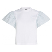 Tričko karl lagerfeld ruffled slv fabric mix t-shirt bílá