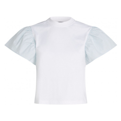 Tričko karl lagerfeld ruffled slv fabric mix t-shirt bílá