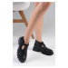 Mio Gusto Norma Black Women's Loafers with Thick Soles