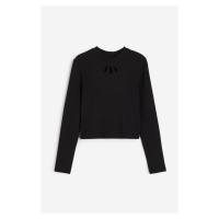 H & M - Žerzejové triko's dlouhým rukávem - černá