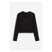 H & M - Žerzejové triko's dlouhým rukávem - černá