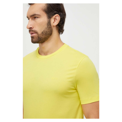Bavlněné tričko BOSS žlutá barva Hugo Boss