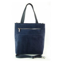Kožená shopper bag kabelka Vera Pelle SV55N modrá