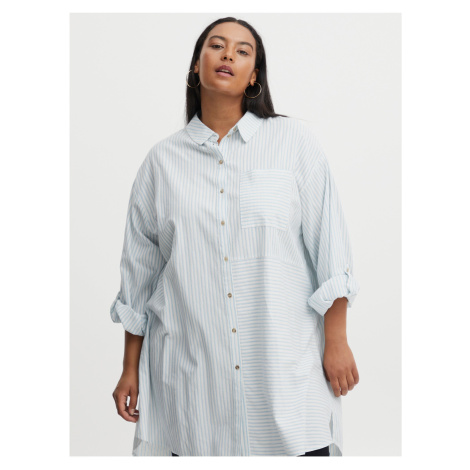Modro-bílá dámská dlouhá pruhovaná košile Fransa