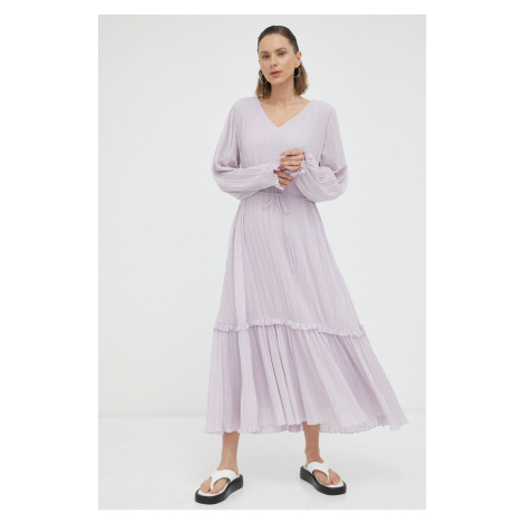 Šaty Bruuns Bazaar fialová barva, maxi