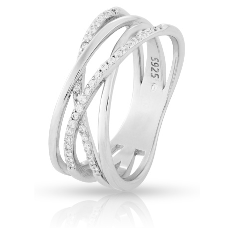 JVD Moderní stříbrný prsten se zirkony SVLR0376XH2BI