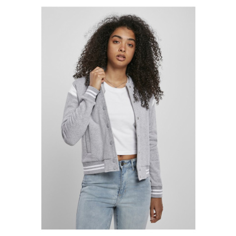 Ladies Organic Inset College Sweat Jacket - grey/white Urban Classics
