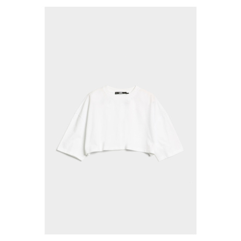 Tričko karl lagerfeld cropped logo t-shirt bílá