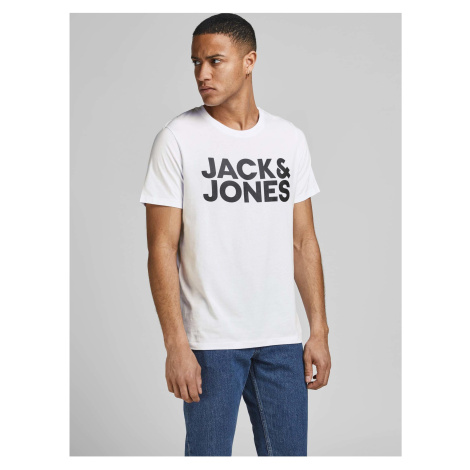 Bílé tričko Jack & Jones Corp - Pánské