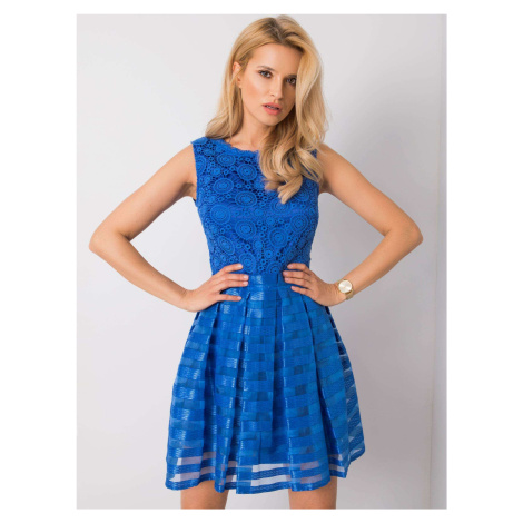 Modré společenské šaty s krajkou -NU-SK-8008.25-blue BASIC