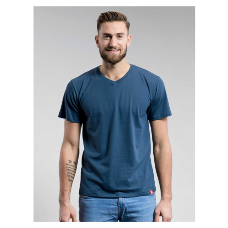 Pánské bavlněné triko CityZen výstřih do V modrá CityZen®