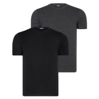 DUAL SET T8569 DEWBERRY BIKE COLLAR MENS T-SHIRT-DARK BLACK-ANTHRACITE