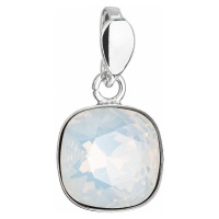 Evolution Group Stříbrný přívěsek s krystalem Swarovski bílý čtverec 34224.7 white opal