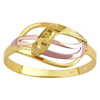 Zlatý prsten s ručním rytím Rhea ze žlutého a růžového zlata