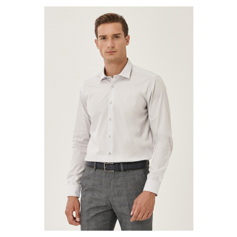 ALTINYILDIZ CLASSICS Men's Gray Easy-to-Iron Slim Fit Slim Fit Classic Collar Cotton Shirt. AC&Co / Altınyıldız Classics
