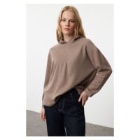 Trendyol Mink Thessaloniki Oversize/Wide Fit Hooded Knitted Sweatshirt